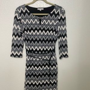 SANDRA DARREN Black White Crochet Dress